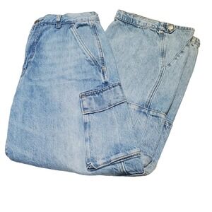 ARITZIA Denim Forum "The '90s Millie" Hi-Rise Wide Leg Cargo Jeans Light Wash 28